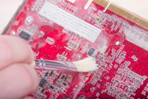 Cleaning computer components Foto stock