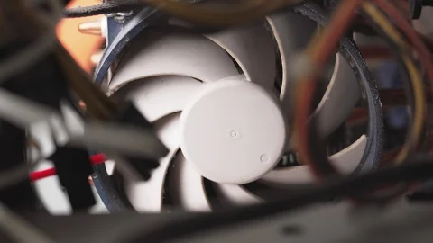 Cleaning of computer fan with compressed air Stock Footage 104540482
