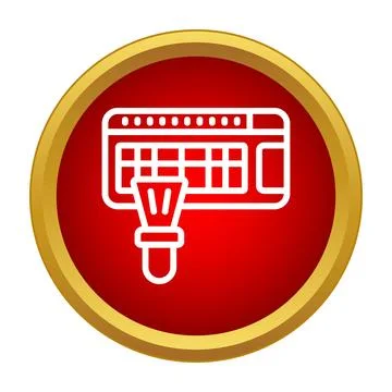 Cleaning computer keyboard with brush icon Stock Illustration