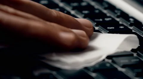 Cleaning computer keyboard Stock Footage 51122348