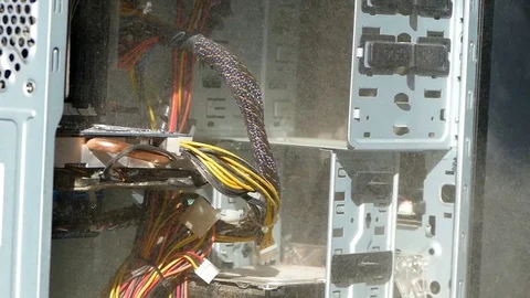 Cleaning the computer in slow motion Stock Footage 82342975