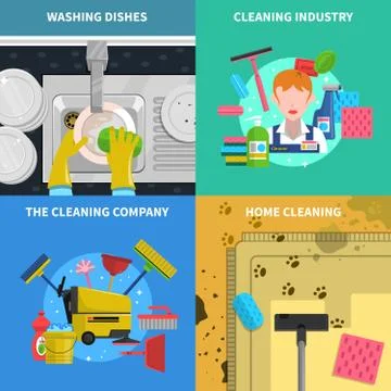Cleaning Concept Icons Set 스톡 일러스트