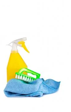 Cleaning Concept. Tool for Cleanliness. In isolation. Copy Space Stock Photos