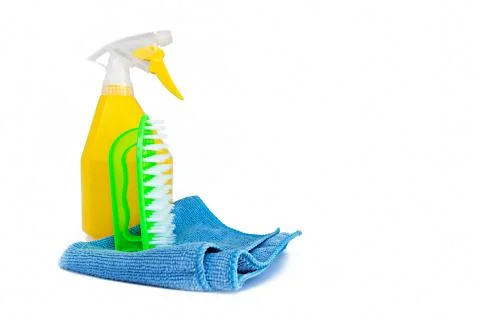Cleaning Concept. Tool for Cleanliness. In isolation. Copy Space Stock Photos