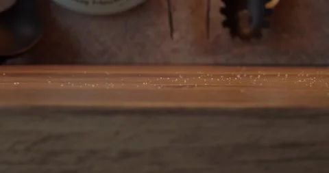 Cleaning crumbs from the kitchen table with a vacuum cleaner Stock Footage 264584845