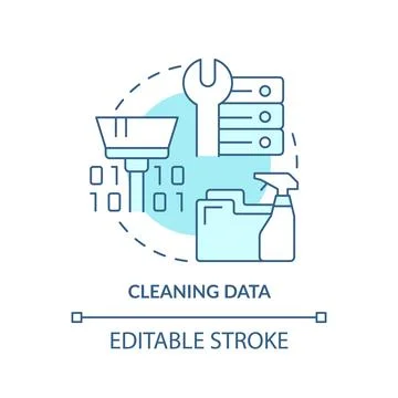 Cleaning data turquoise concept icon Stock Illustration