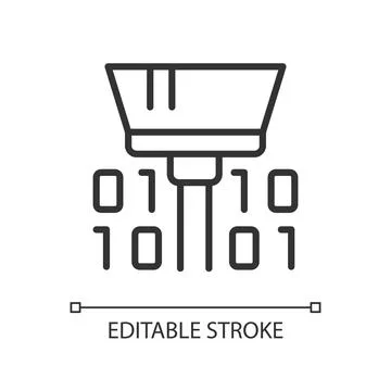 Cleaning dataset tool linear pixel perfect icon Illustrazione stock