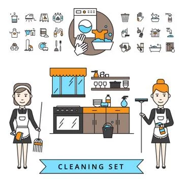 Cleaning Design Concept 스톡 일러스트