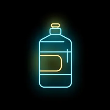 Cleaning detergent bottle glowing neon icon Stock Illustration