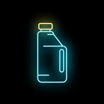 Cleaning detergent bottle glowing neon line icon Stock Illustration