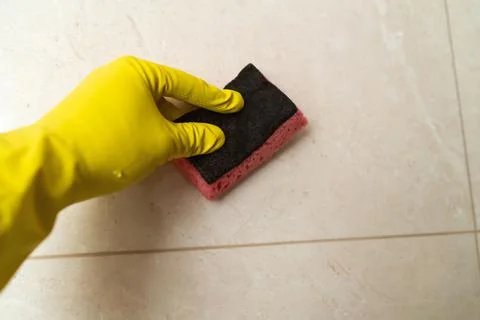 Cleaning with a detergent at home. Stock Photos