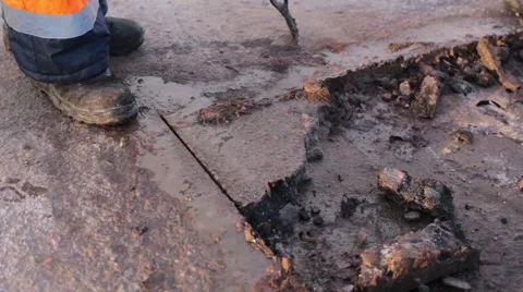 Cleaning Dirt From Potholes Stock Footage 62754874