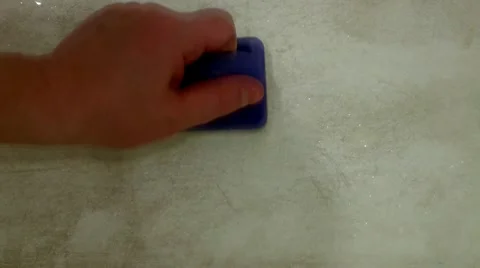 Cleaning of a dirty bath by a brush and chemical substances Stock Footage 10573002