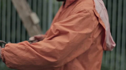 CLEANING DIRTY CHAINSAW Stock Footage 68755585