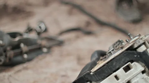 CLEANING DIRTY CHAINSAW Stock Footage 68755799