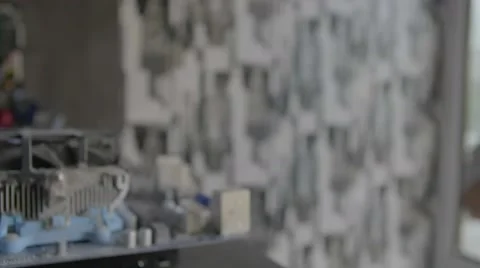 Cleaning dirty desktop computer processor fan from dust by special brush close Stock Footage 67740525