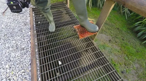 Cleaning Dirty Sandy Boots Using Static Brush 스톡 동영상 54985217