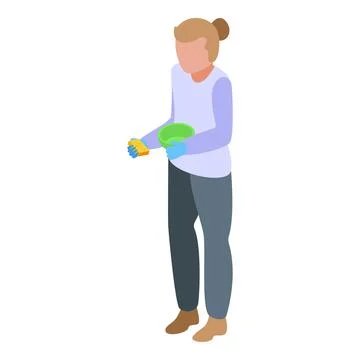 Cleaning dish icon isometric vector. Mom work イラスト素材