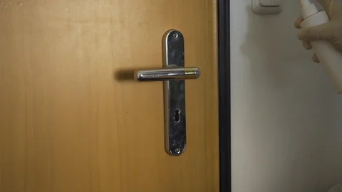 Cleaning Door Handle Video stock 128091596