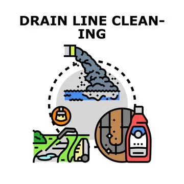 Cleaning drainage pipe for plumbing system maintenance Stock Illustration