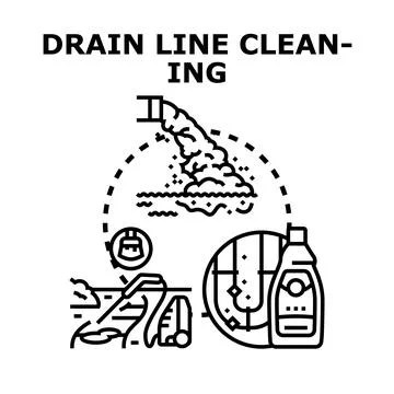 Cleaning drainage pipe for plumbing system maintenance Ilustração Stock