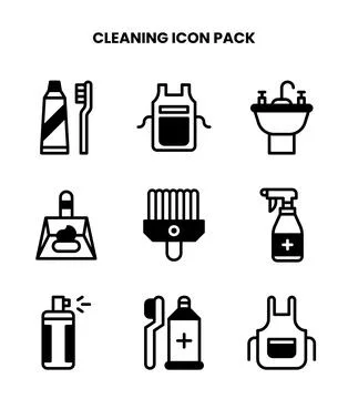 Cleaning DuoTone Bundle Icons Pack Ilustración de archivo