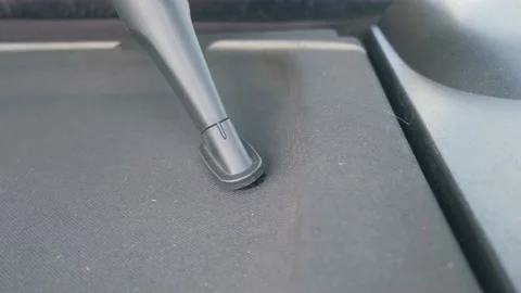 Cleaning of dust and debris inside the car interior. Stock Footage 134360687
