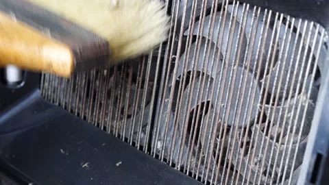 Cleaning Dust from a Computer Cooling Fan Using a Brush Stock Footage 338371323