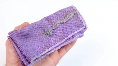 Cleaning dust, dirt. Dust rag. Dust dirt, dust particles on the rag. Stock-Footage 280441016