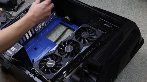 Cleaning dust out of old pc computer case, dusting and maintenance. Stock Footage 319241080