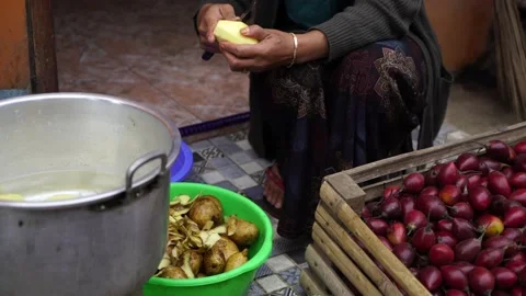 Cleaning eggplant Stock Footage 214174771