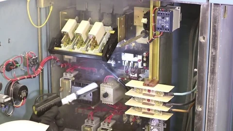 Cleaning electrical equipement with dry ice Stock Footage 84064997