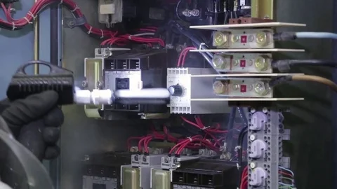 Cleaning electrical equipement with dry ice Stock Footage 84065840