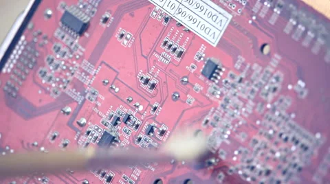 Cleaning of electronic circuit board Stock Footage 68675675
