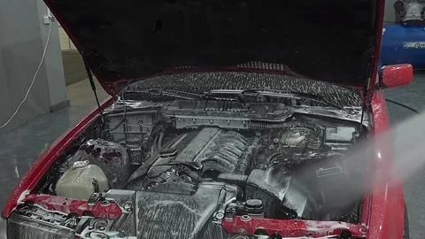 Cleaning engine with hot steam. Stock Footage 158531845