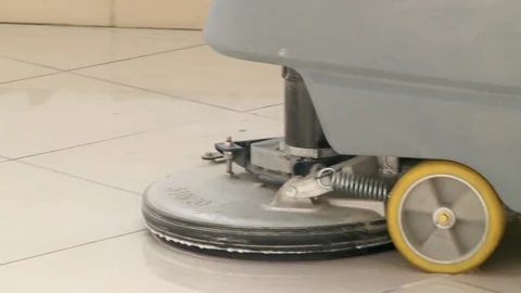 Cleaning equipment cleaning in process the floor in the building Stock Footage 80410496