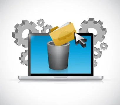 Cleaning files from computer concept Stockillustratie