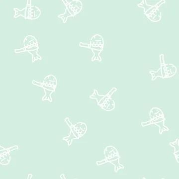Cleaning fish line vector seamless pattern Illustrazione stock