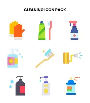 Cleaning Flat Collection Icons Pack Stockillustratie