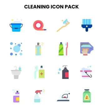 Cleaning Flat Design Icons Pack Ilustración de archivo