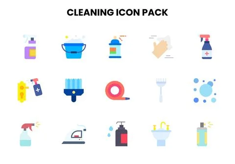 Cleaning Flat Set Icons Pack Stock Illustration