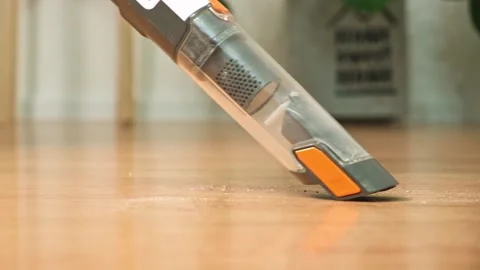 Cleaning floor compact portable wireless handheld vacuum cleaner. Portable Stock Footage 220219315
