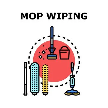 Cleaning floor equipment set for mop wiping concept Stock Illustration