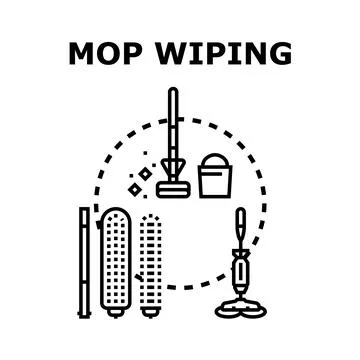 Cleaning floor equipment set for mop wiping concept Stock Illustration