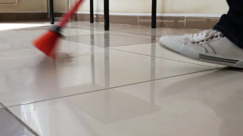 Cleaning the floor with a mop Stock Footage 105795831