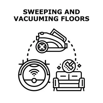 Cleaning floors using modern and smart technology concept Stock Illustration