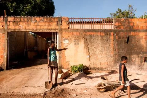 Cleaning Up in Front of House Stock Photos