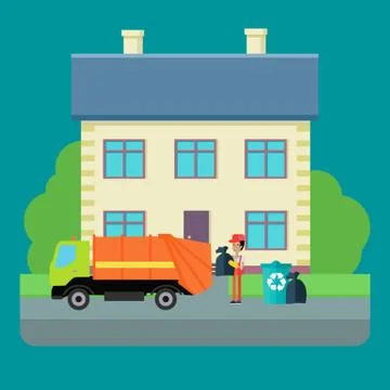 Cleaning Garbage From the City Streets Vector イラスト素材