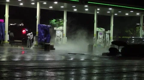 Cleaning gas station Stock Footage 8555817