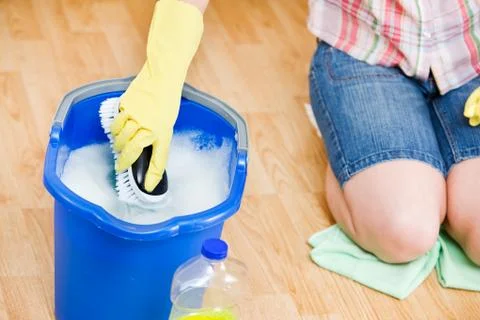 Cleaning: getting more soapy water Stock Photos